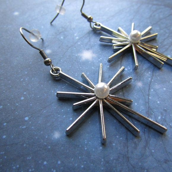 Retro 50s Atomic Age Style Starburst Dangle Earrings Rockabilly Vegas Pi… - Picture 2 of 3